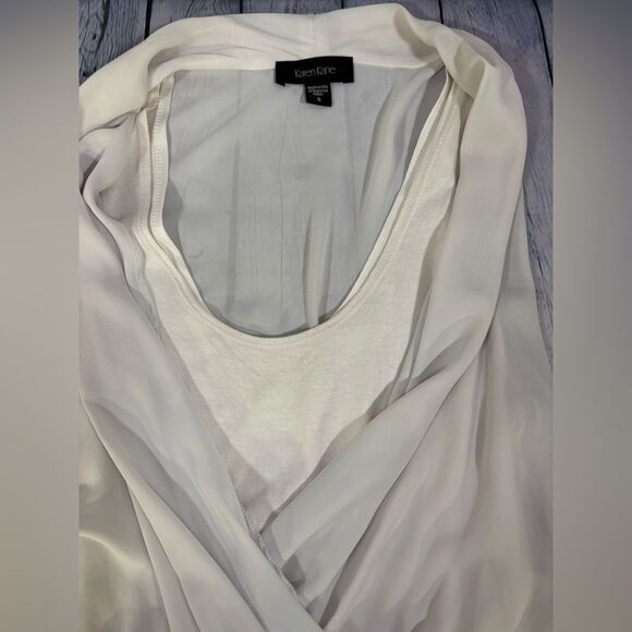 Karen Kane Off White Black Contrast Drape Front Minimalist Party Jumpsuit S - Picture 6 of 10